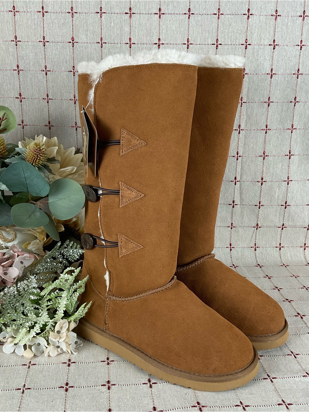 Kemi Australia MU1749RW Brown Suede & Sheepskin Fully Lined Mid Calf Boots Sz 7